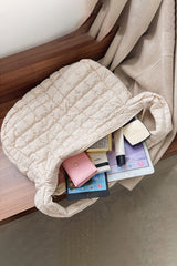 Coffee Casual Quilted Zipper Large Shoulder Bag