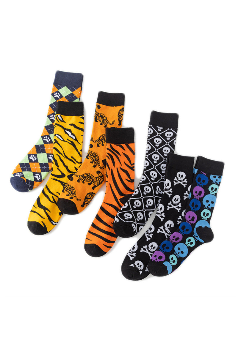 Color black Halloween Skull & Crossbones Crew Socks