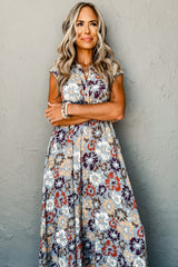 Sky Blue Floral Sleeveless Pocketed Wide Leg Jumpsuit