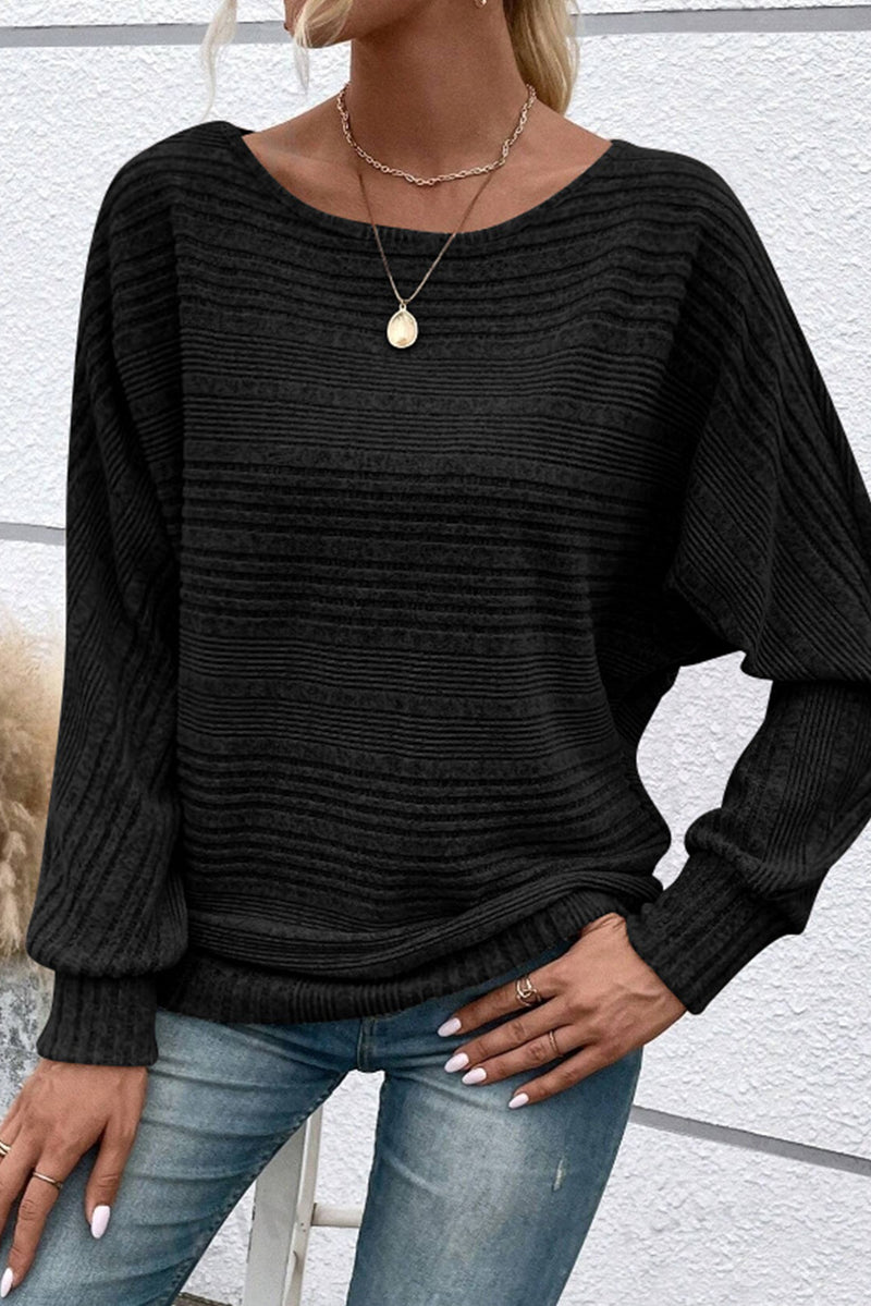 Black Pit Stripe Batwing Long Sleeve Top