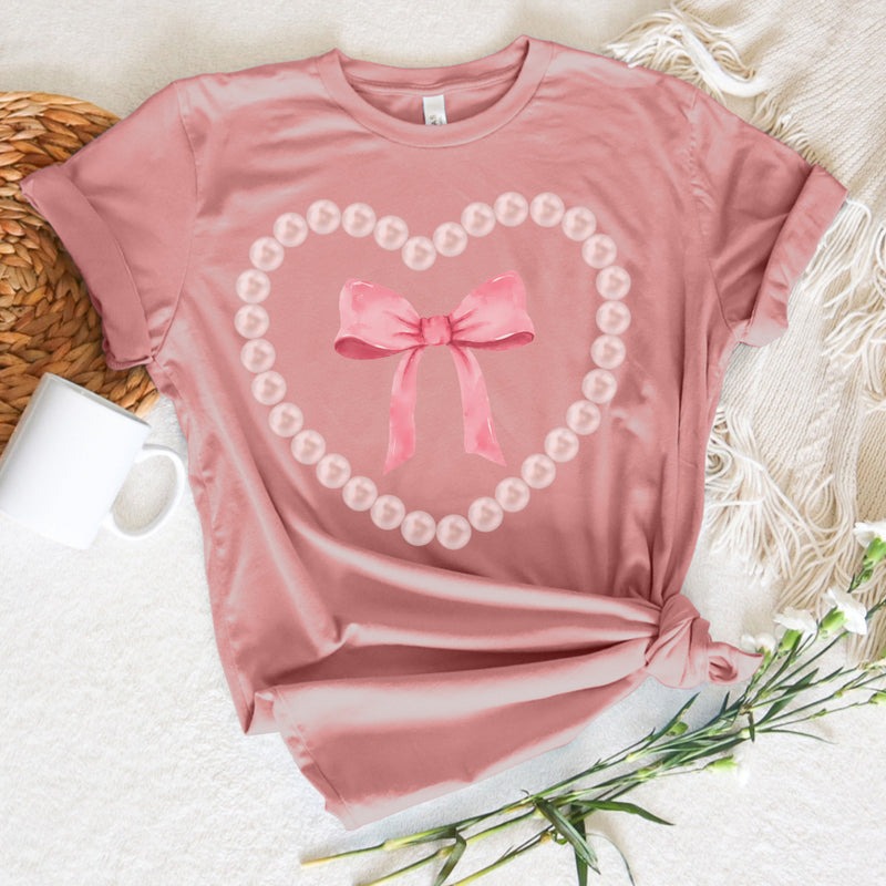 Pearl heart bow tee