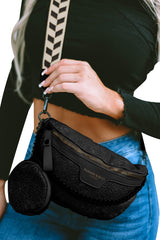 Black Colorblock Strap Crossbody Bag With Coin Purse