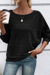 Black Pit Stripe Batwing Long Sleeve Top