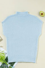 Iceland Blue Mock Neck Knitted Dolman Top