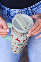 Blue Christmas Pattern Stainless Steel Tumbler