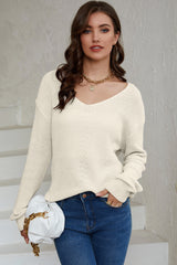 V-Neck Drop Shoulder Sweater