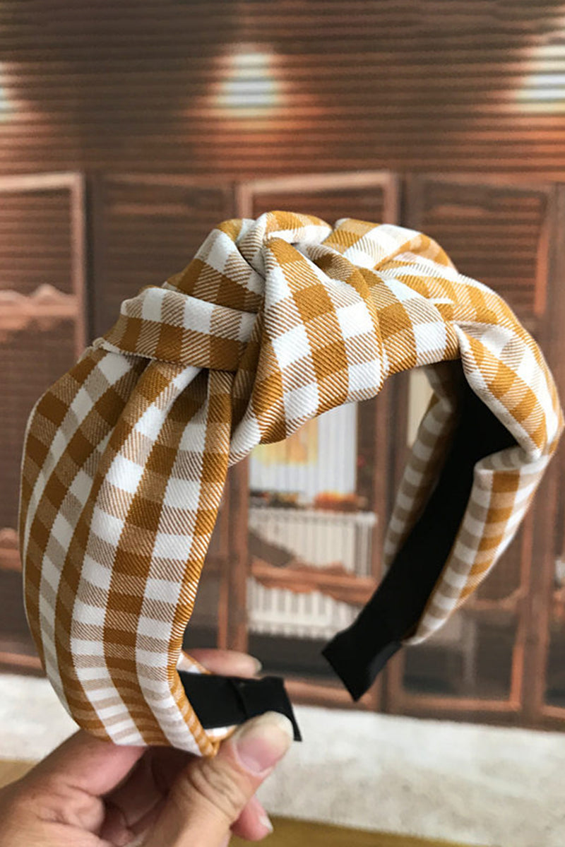 Honey Gold Twist Knot Retro Plaid Headband