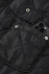 Black Zip Up Fleece Lined Quilted Vest Coat