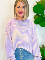 Striped Round Neck Long Sleeve Sweatshirt