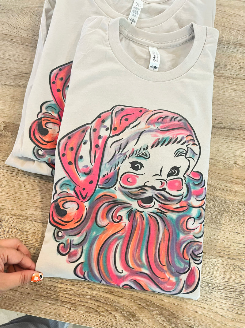 Watercolor Santa tee