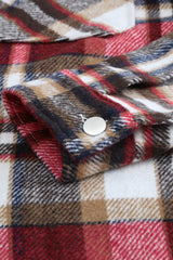 Flannel Button Up Long Sleeve Pink Plaid Shacket