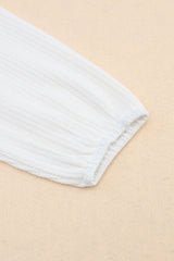 White Waffle Knit Buttoned Long Sleeve Crop & Shorts Lounge Set