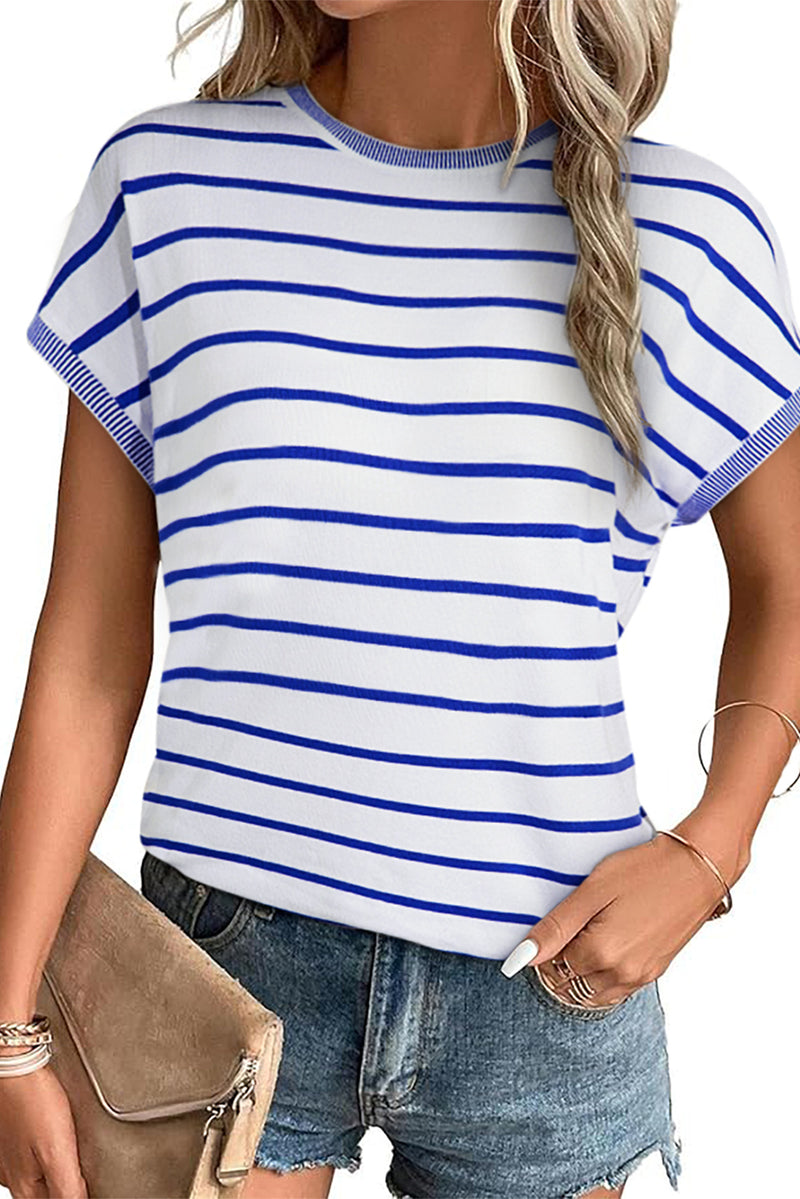 Rose Stripe Knitted Dolman T Shirt