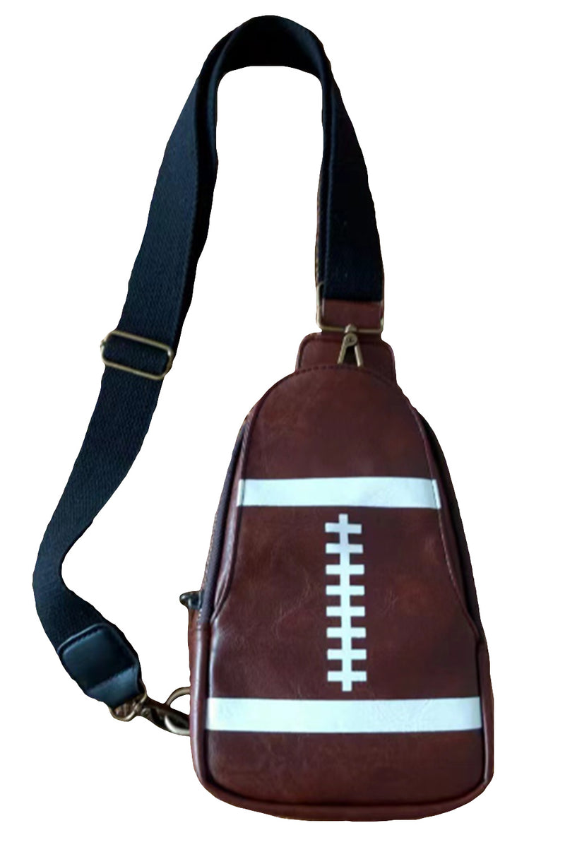 Brown PU Leather Rugby Mini Crossbody Bag