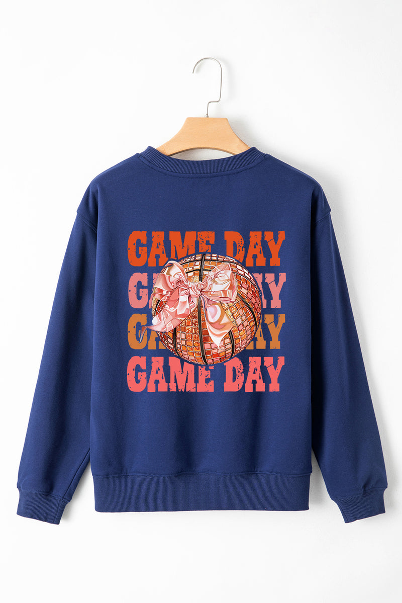 Navy Blue GAME DAY Long Sleeve Graphic Sweatshirt