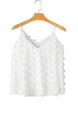 White Butterfly Applique Mesh Overlay Cami Top