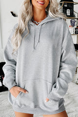 Black Kangaroo Pocket Drawstring Chunky Hoodie