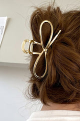 Gold Casual Bowknot Shape Metal Claw Clip
