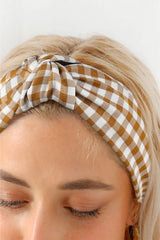 Honey Gold Twist Knot Retro Plaid Headband