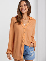 Collared Neck Button Down Long Sleeve Shirt