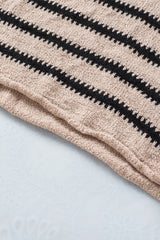 Casual Drop Shoulder Knitted Pullover Striped Sweater