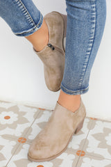 Coffee Suede Casual Ankle Boots