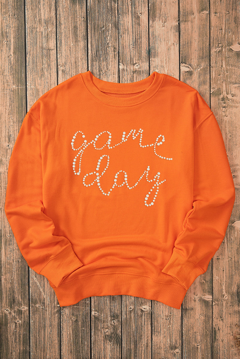 Orange Game Day Diamond Print Graphic Sweatshirt