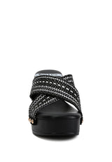 Finley Raffia High Block Heel Clogs