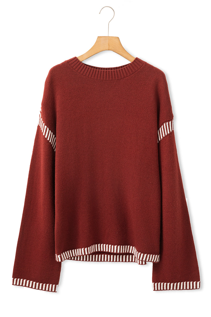 Red Dahlia Contrast Trim Knit Sweater