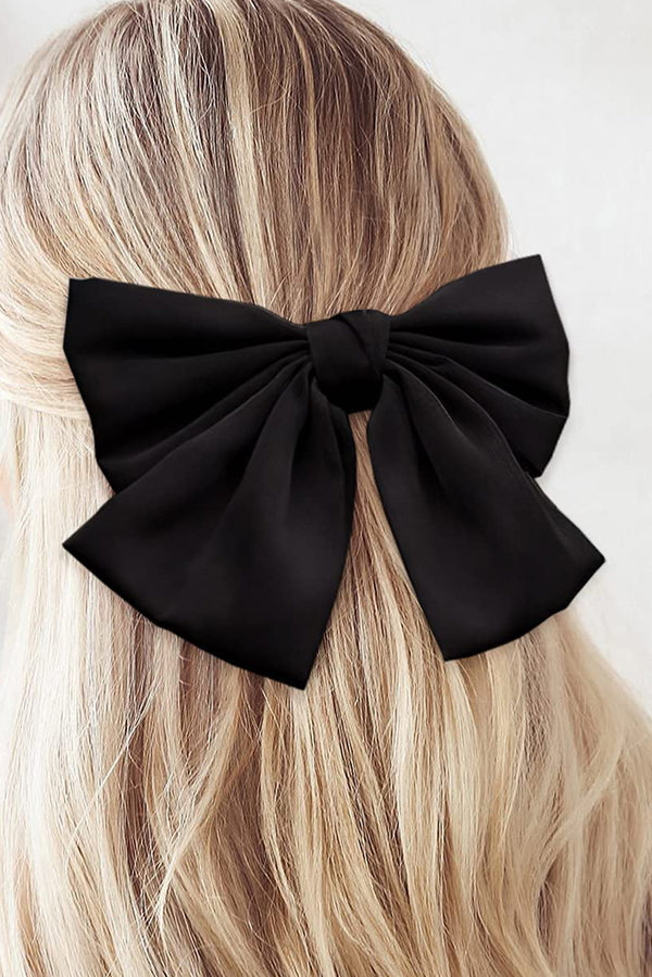 Black Elegant Oversized Ribbon Bow Hair Clip