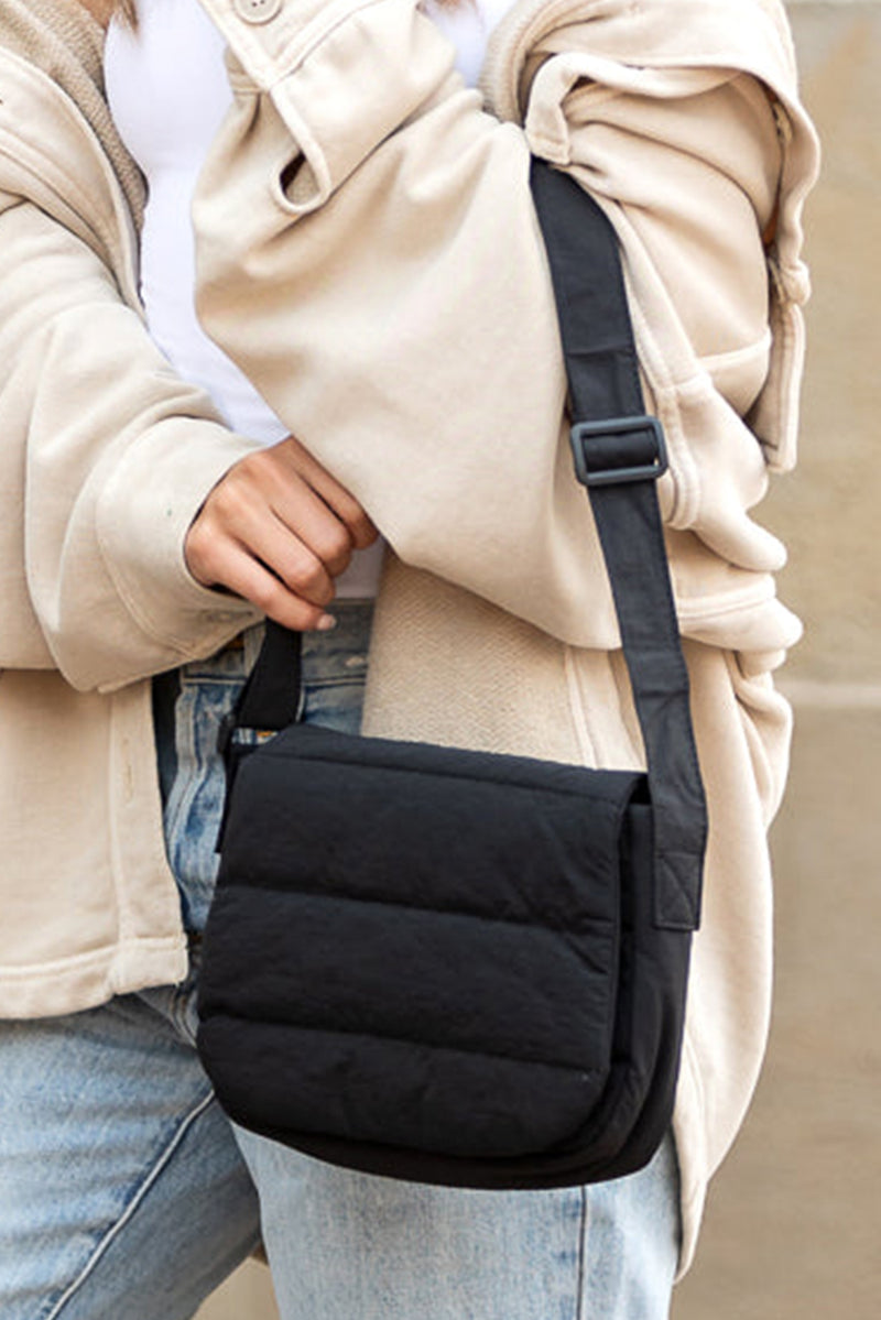 White Quilted Cotton Crossbody Bag