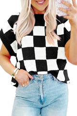 Black Colorblock Plaid Knit Vest