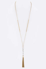 Semi Precious Beads & Tassel Necklace