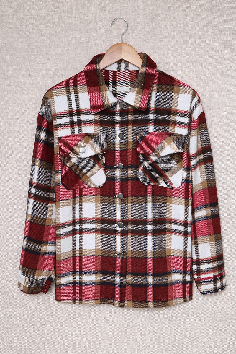 Flannel Button Up Long Sleeve Pink Plaid Shacket