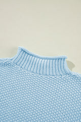 Iceland Blue Mock Neck Knitted Dolman Top