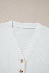 White V Neck Buttoned Sweater Vest