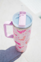 Sachet Pink Star Boot Print Tumbler with Straw 40oz