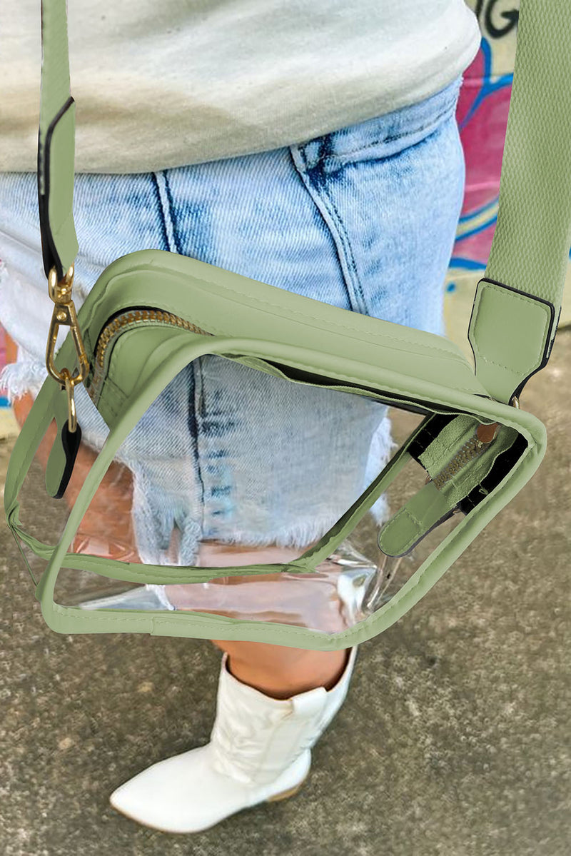 Sea Green PU Leather Strap Clear PVC Shoulder Bag