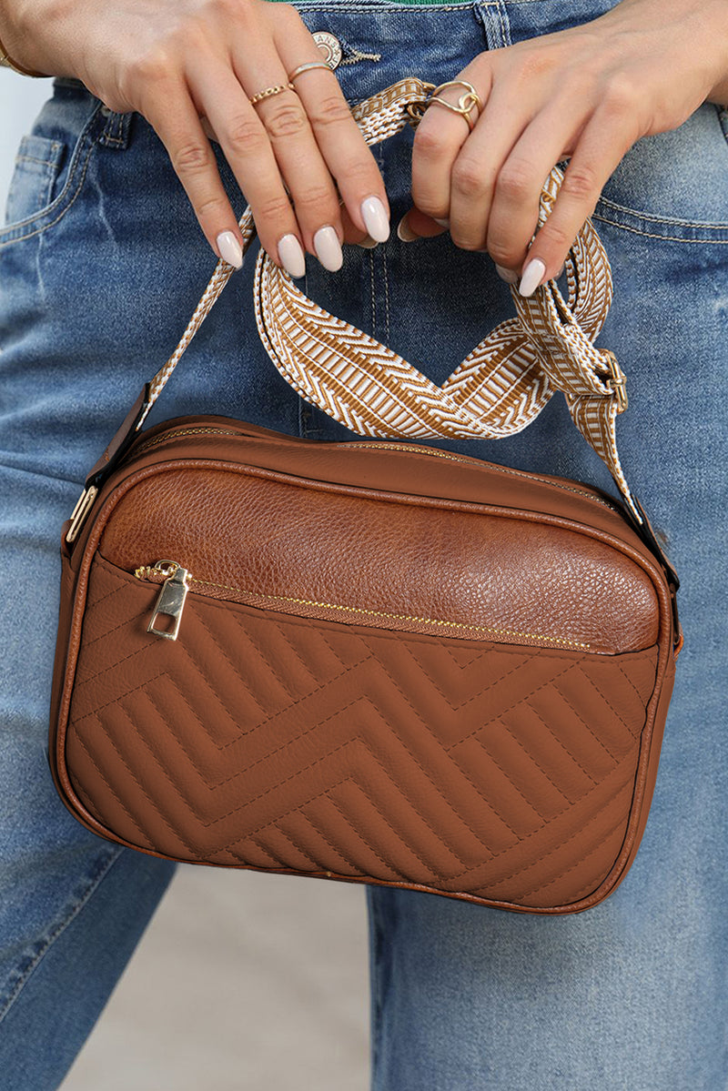 Chestnut Quilted Faux Leather Crossbody Bag