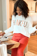 White Thankful Ivory Embroidered Sweater