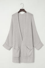 Khaki Batwing Sleeve Pocket Oversized Cable Knit Cardigan