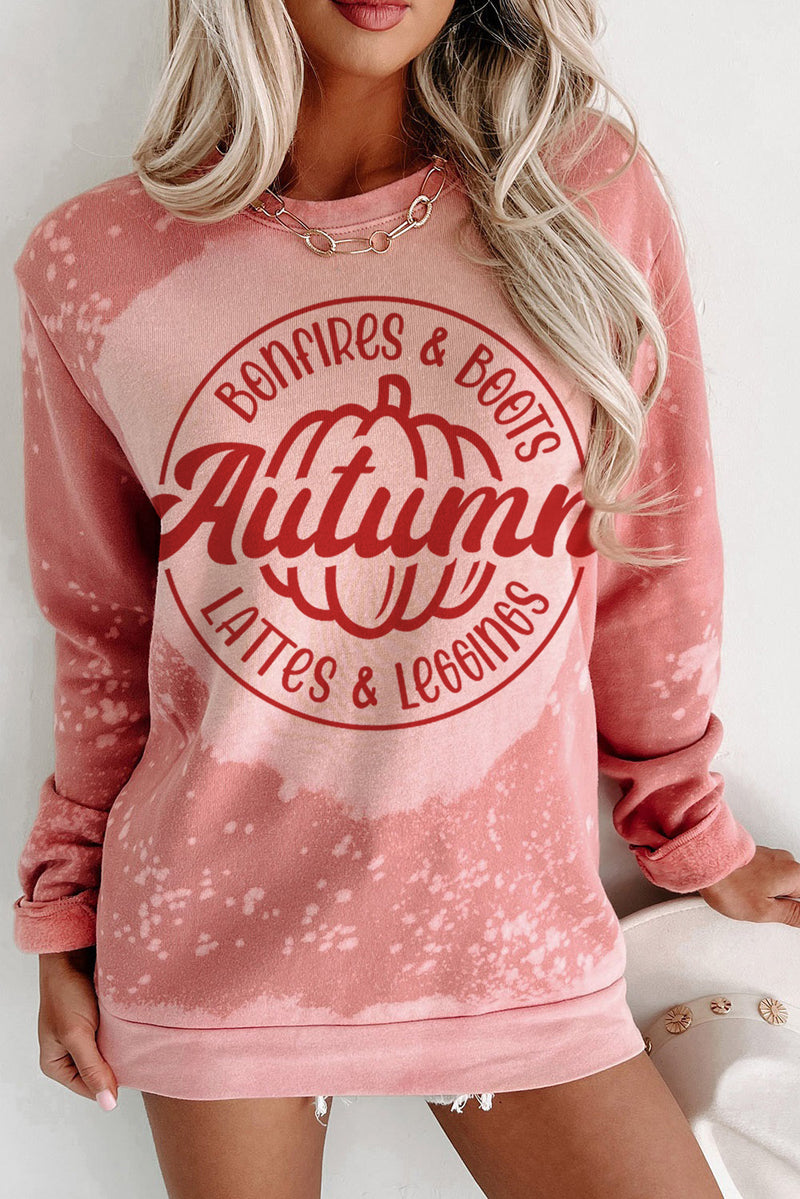 Pink Tie Dye Autumn Pumpkin Graphic Drop Shoulder Sweatshirt