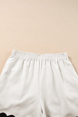 White Ricrac Applique Sleeveless Top and Pocketed Shorts Set