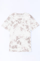 White Tie-dye Print Oversized Boyfriend T Shirt