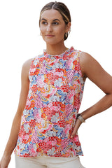 Multicolor Floral Print Casual Sleeveless Shirt for Women