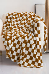 Dark Green Checkerboard Printed Soft Throw Blanket 120*200cm