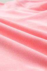 Pink Contrast Trim Bubble Sleeve Sweatshirt