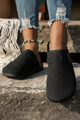 Black Buckle Decor Corky Platform Slides Shoes