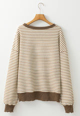 Striped Round Neck Long Sleeve Sweatshirt