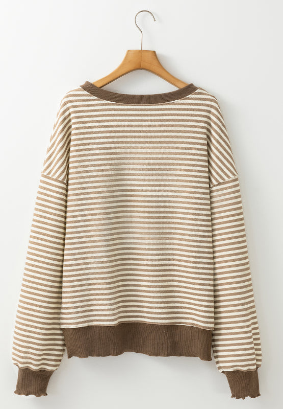 Striped Round Neck Long Sleeve Sweatshirt